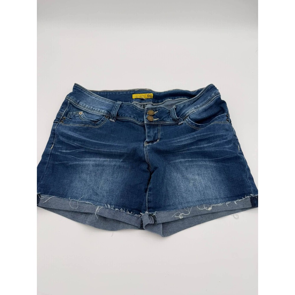 YMI Blue WannaBettaButt Denim Shorts Cut Off Cuffed Y2K Summer Festival Stretch